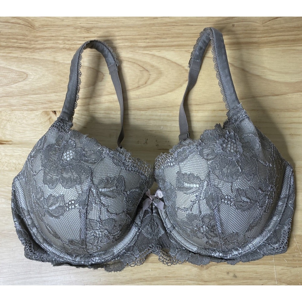 Victoria's Secret Lined Demi 34DD Body by Lace Overlay grayish